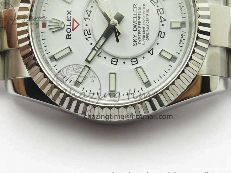 Good Copy Rolex Watches Noob Asian Sky-Dweller Best White SS 1:1 Bracelet 326934 23J Edition to TechFriendly 2880 SS Dial on 0111